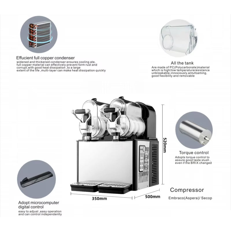 Commercial Snacks Machine 3L*2 Slush Machine Cheap Commercial 2 Bowls Slush Ice Machine For Frozen Drinks For Home
