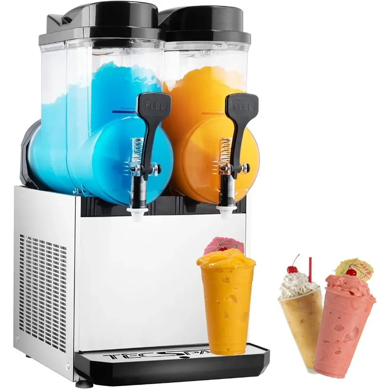 110V Commercial Granita Slushy, 30L Stainless Steel Smoothie Beverage Machine, Used For Making Ice Juice Tea And Coffee With 2 Bowls