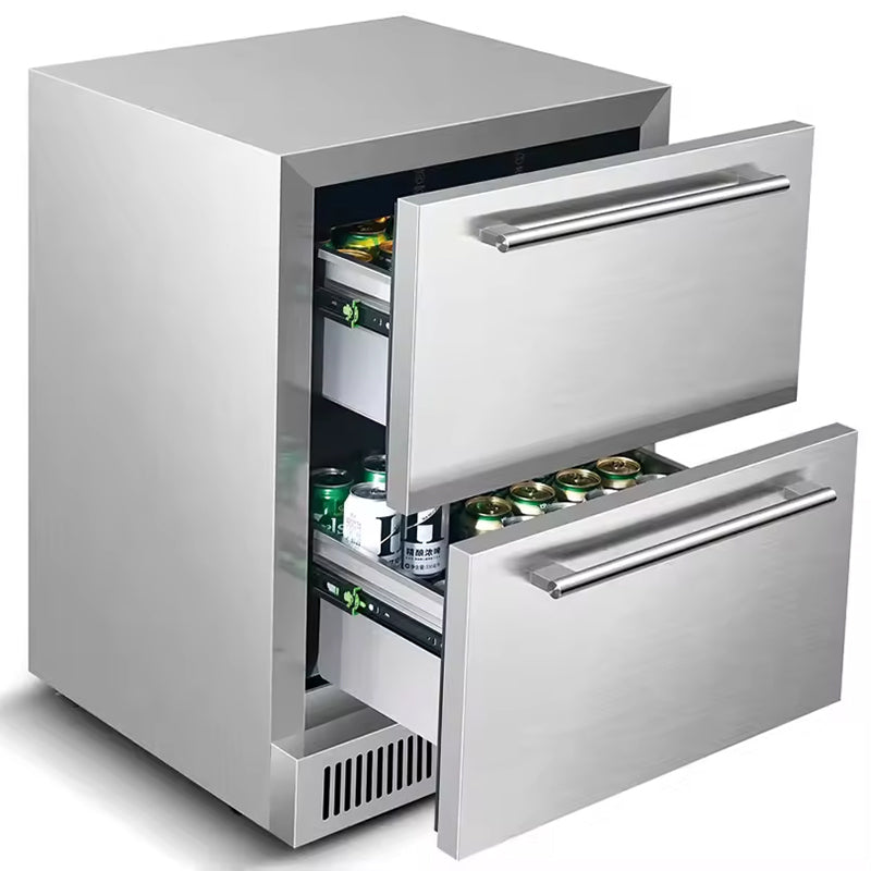 Double Drawer Zone Layer Stainless Steel Ice Cream No Frost Freezer Refrigerator For Home Office