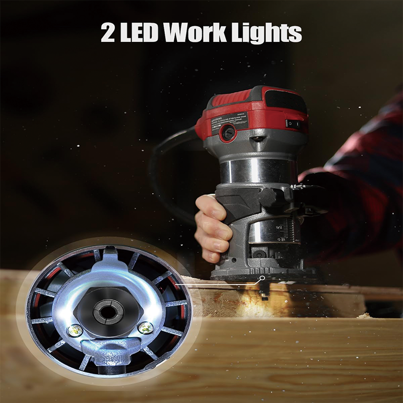 Wood Router, 1.25 HP Compact Router Tools for Woodworking,6 Variable Speeds, Edge Guide, Roller Guide, Dust Hood