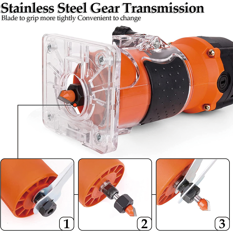 Wood Router,6.5-Amp 1.25 HP Compact Wood Palm Router, with 15 pieces 1/4" Router Bits Set, for Woodworking Slotting Trimming