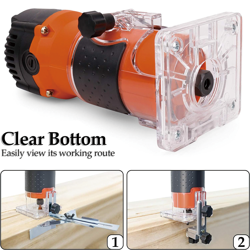 Wood Router,6.5-Amp 1.25 HP Compact Wood Palm Router, with 15 pieces 1/4" Router Bits Set, for Woodworking Slotting Trimming