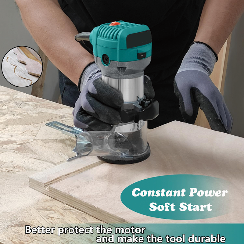 Compact Router,1.25 HP Compact Trim Router with 6 Variable Speed,12 Wood Router Bits,Max Torque 30,000RPM For Woodworking & Furniture Manufacturing