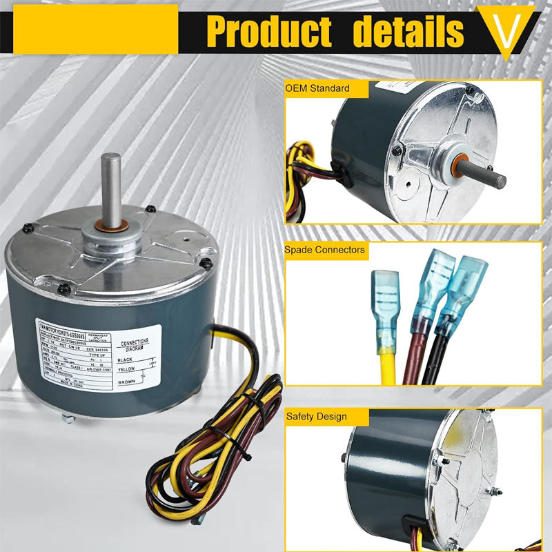 Condenser Fan Motor 5KCP39BGS069S 5KCP39BGY915S 1/10hp 0.75 amps 1100 RPM Upgraded condenser fan motor