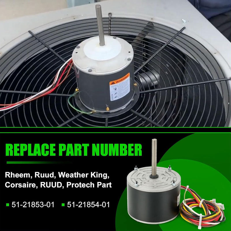 Condenser Fan Motor 1/5HP 1075RPM 60HZ 208-230V Compatible with Rheem Ruud Weather King Ruud Protech 51-21853-01 51-21854-01 Air Conditioner AC