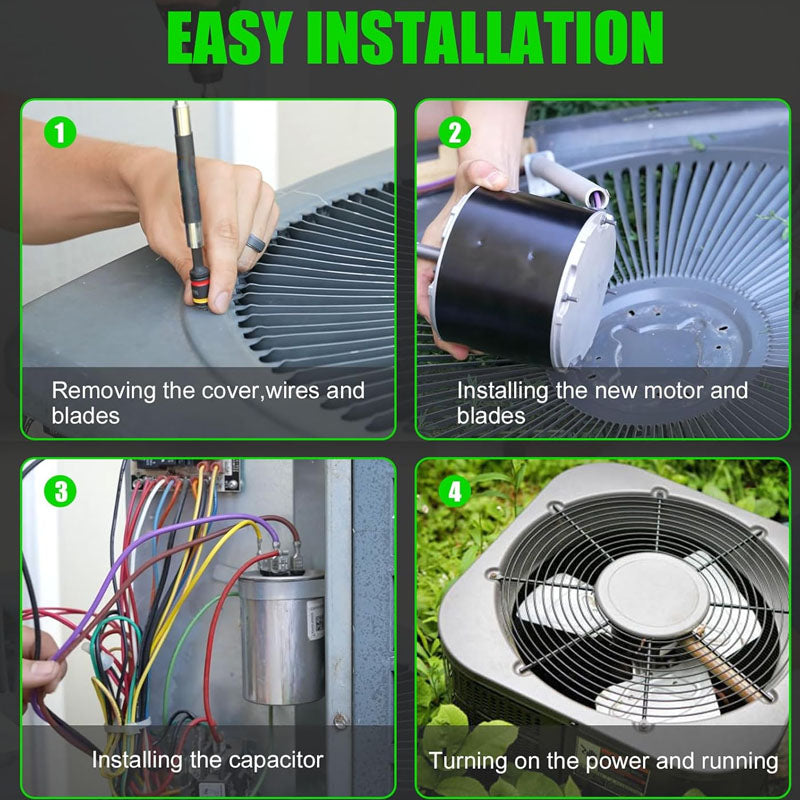 Condenser Fan Motor 1/5HP 1075RPM 60HZ 208-230V Compatible with Rheem Ruud Weather King Ruud Protech 51-21853-01 51-21854-01 Air Conditioner AC