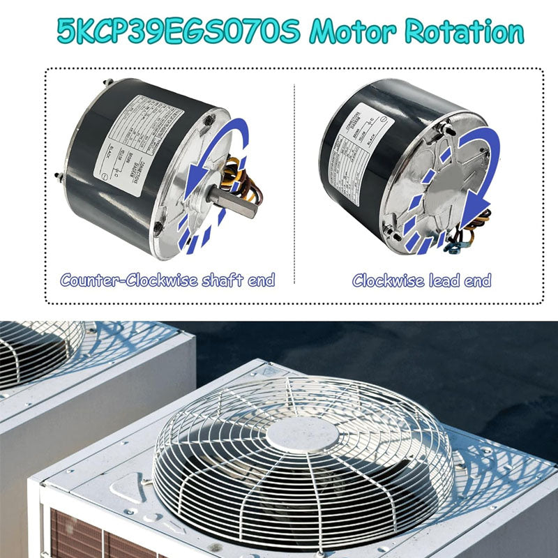 Condenser Fan Motor 5KCP39EGS070S, 5KCP39EGY823S Upgraded Replacement Condenser Motor Reversible Rotating with Explosion-Proof Capacitor