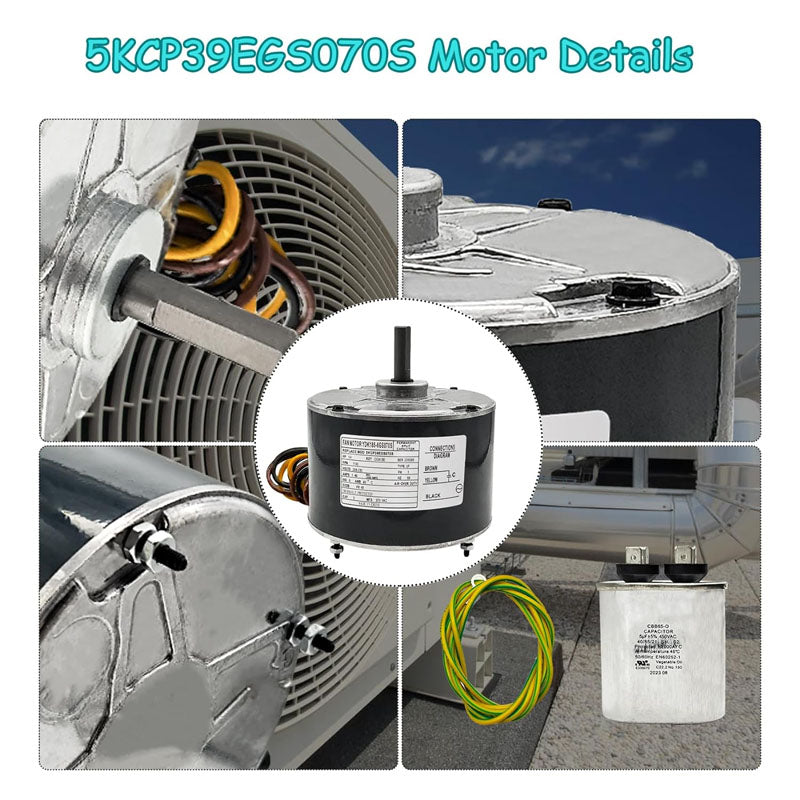 Condenser Fan Motor 5KCP39EGS070S, 5KCP39EGY823S Upgraded Replacement Condenser Motor Reversible Rotating with Explosion-Proof Capacitor
