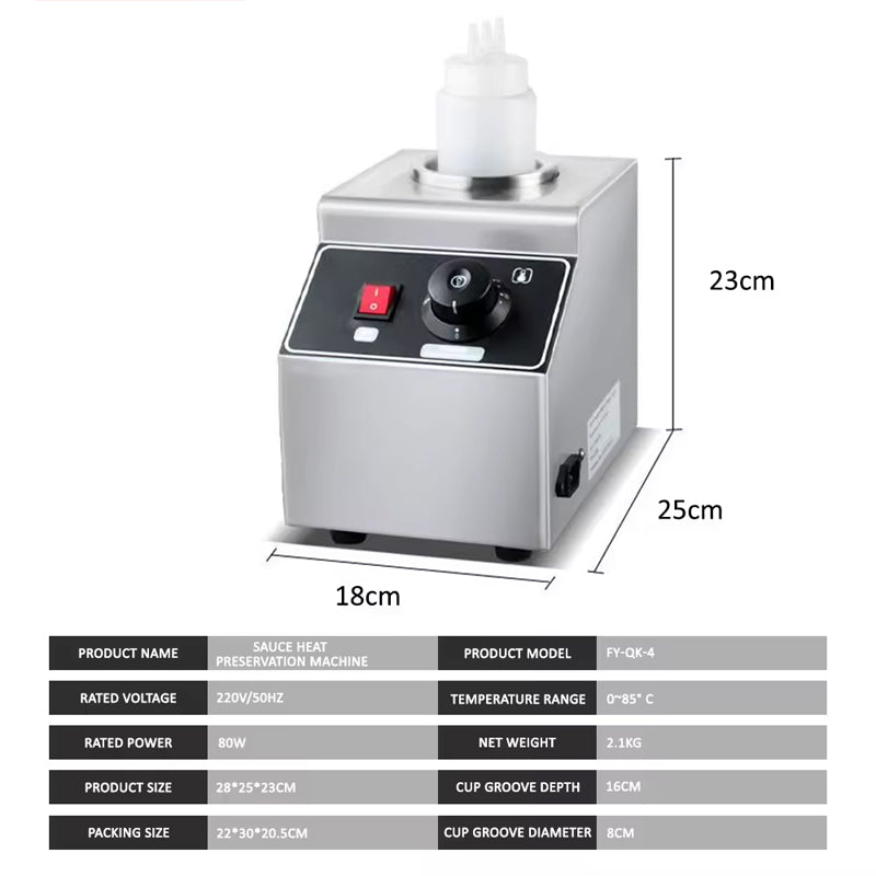 Stainless Steel Butter Sauce Cheese Chocolate Warmer Machine Dispenser Melter Machine 1Bottle Cheese Sauce Heater