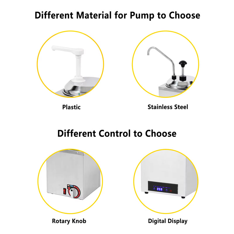 High Quality 2*2.5 L Electric Sauce Warmer Commercial Sauce Dispenser Stainless Steel Hot Fudge Dispenser With Pump