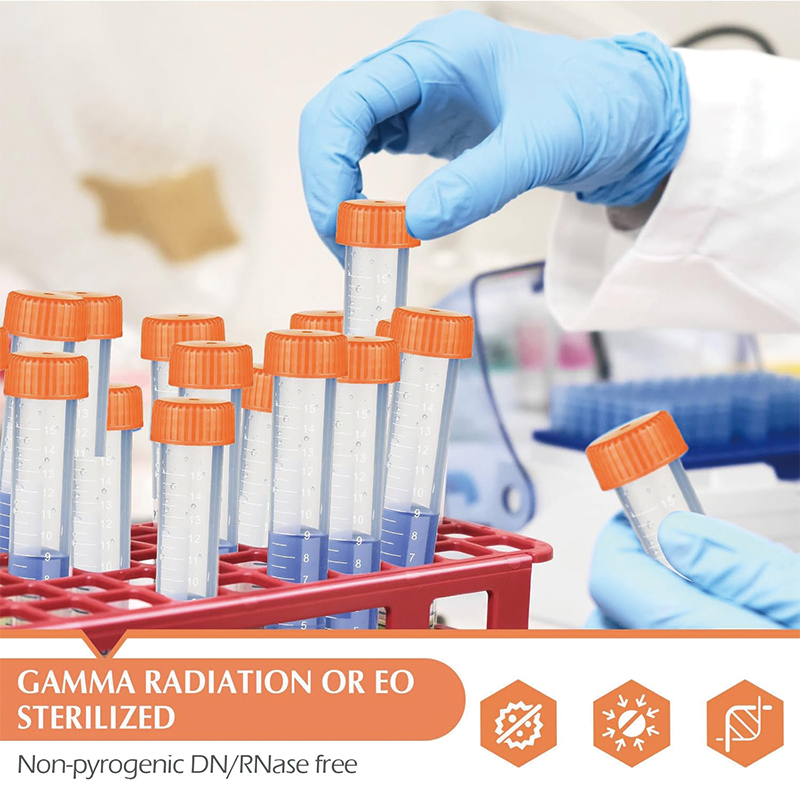 Conical Centrifuge Tubes, 15ml Plastic Sterile Test Tubes Lab Tubes Polypropylene Container with Screw Caps Graduated and Write Marks for Sample (200 Pcs)