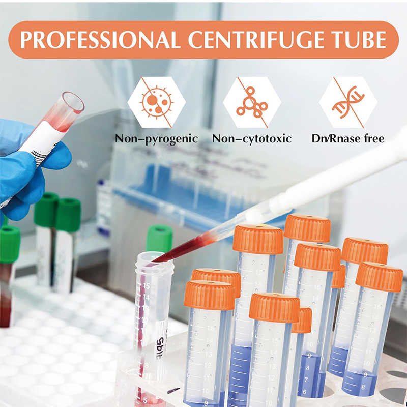 Conical Centrifuge Tubes, 15ml Plastic Sterile Test Tubes Lab Tubes Polypropylene Container with Screw Caps Graduated and Write Marks for Sample (200 Pcs)