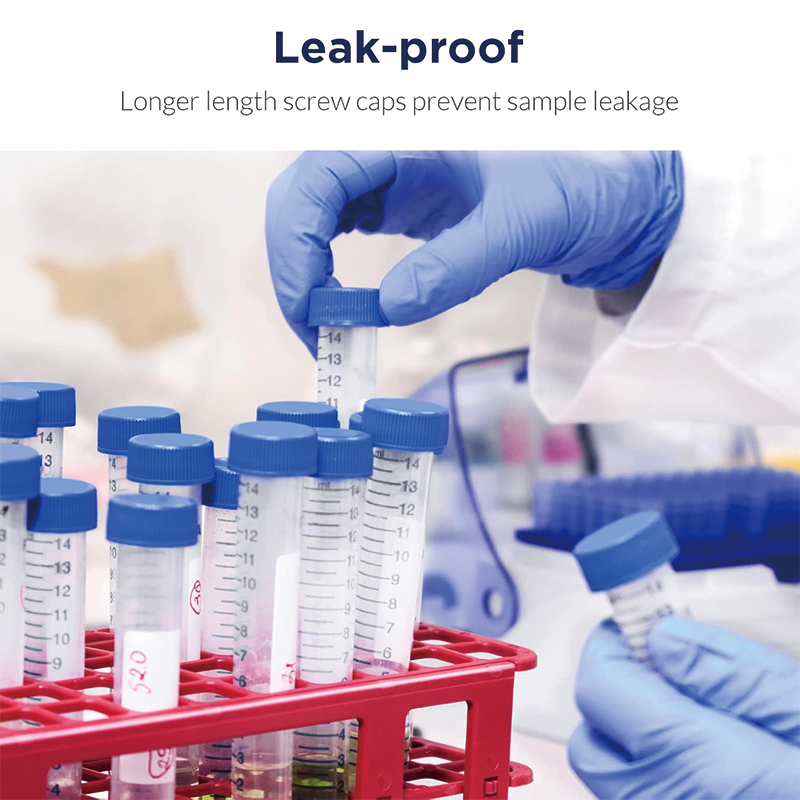 15ml Conical Centrifuge Tubes, Sterile Plastic Tubes with Screw Caps, Plastic Graduated and Write Marks Test Container (100pcs)