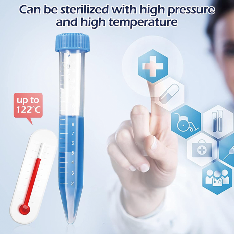 200 Pack Conical Centrifuge Tubes, 15 ml Sterile Plastic Test Tubes with Screw Caps, Polypropylene Conical Container Microcentrifuge Tube