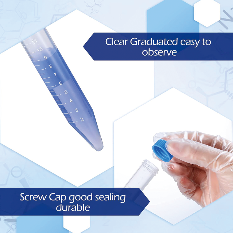 200 Pack Conical Centrifuge Tubes, 15 ml Sterile Plastic Test Tubes with Screw Caps, Polypropylene Conical Container Microcentrifuge Tube