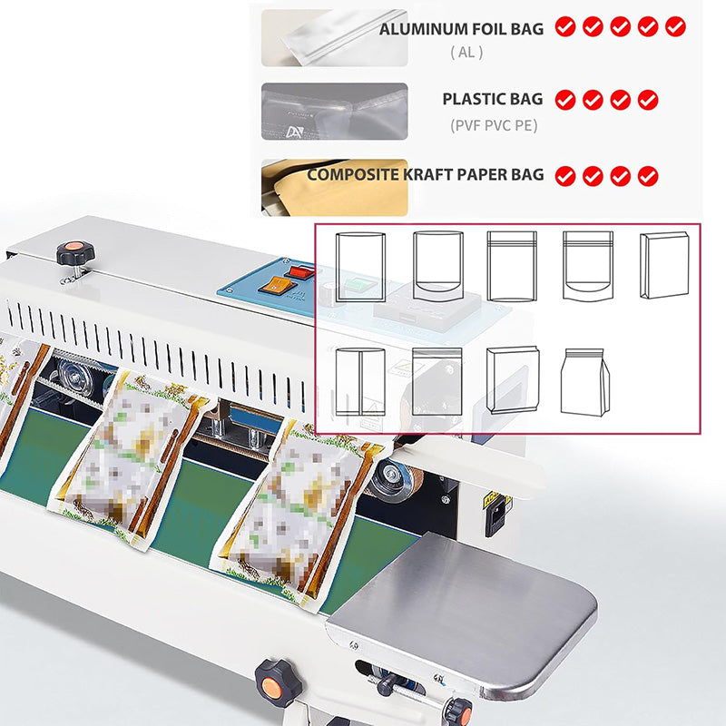 110V Continuous Sealing Machine Automatic Horizontal Continuous Band Sealer FR900 Plastic Bag Sealer