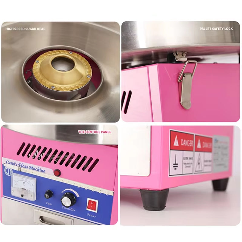 Commercial Electric Automatic Candy Floss Sugar Machine For Cotton Candy 1000W Marshmallow Machine