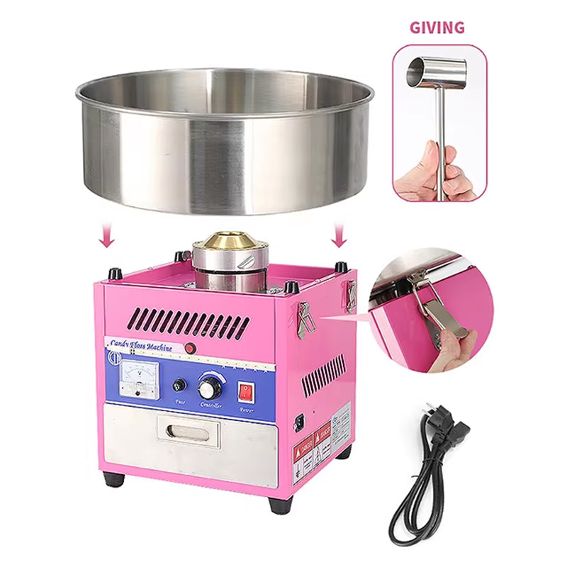 Commercial Electric Automatic Candy Floss Sugar Machine For Cotton Candy 1000W Marshmallow Machine