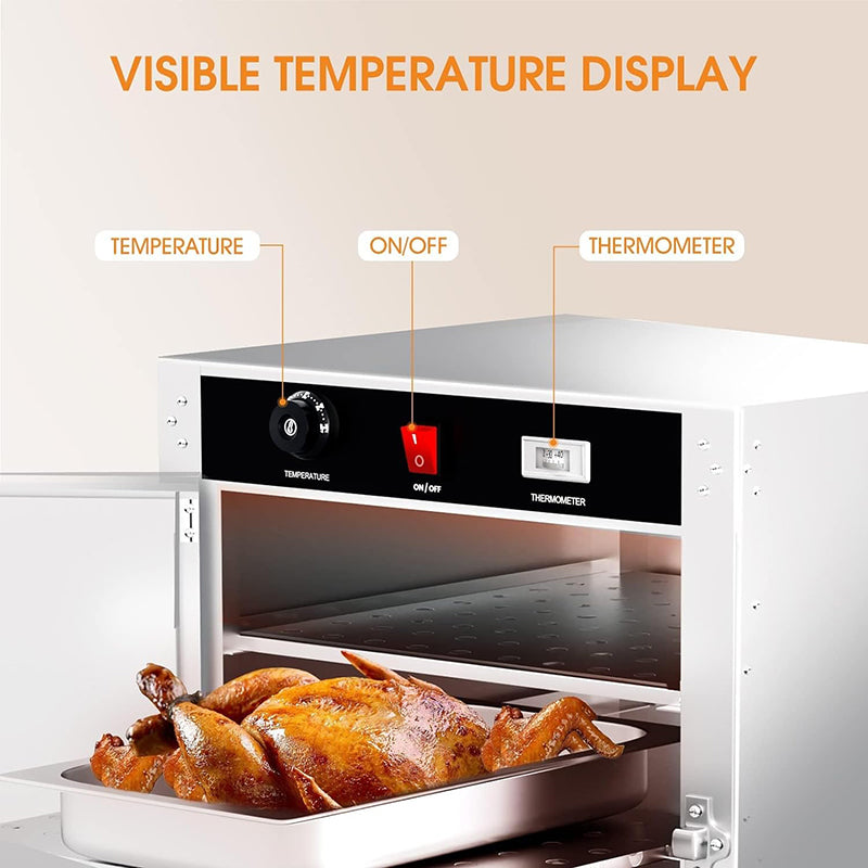 Portable 4-Tier Commercial Hot Box Food Warmer Cabinet Insulated Warming Cabinets Food Pan Carrier with Water Tray Ideal for Storing Pizza, Chicken, Restaurant