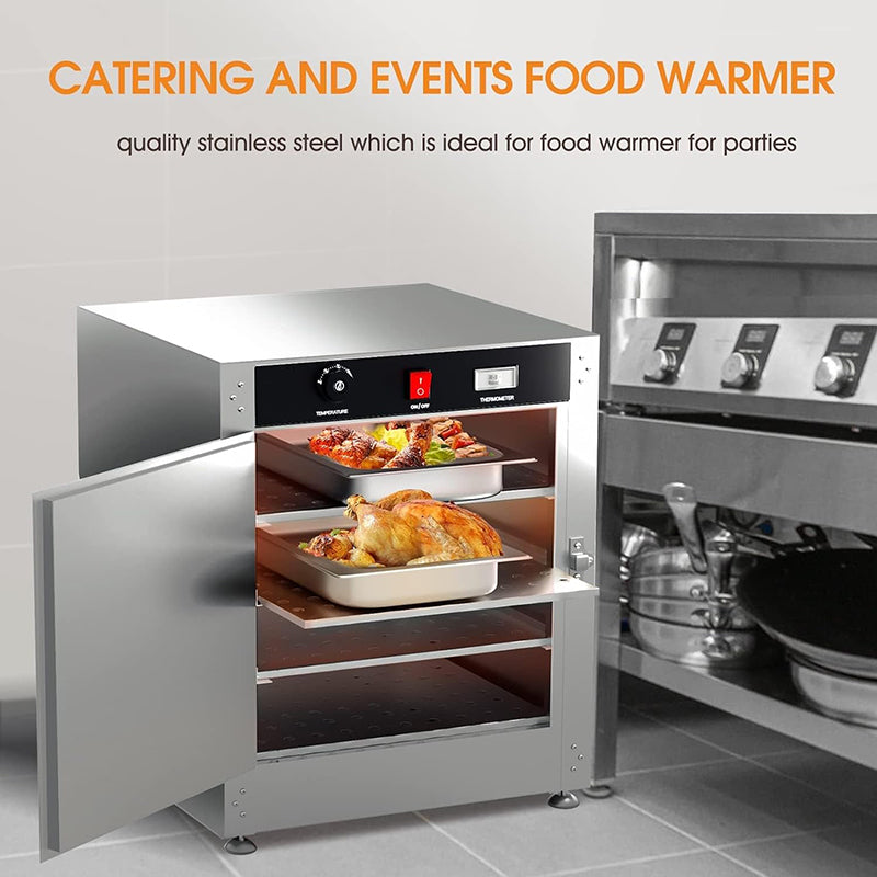 Portable 4-Tier Commercial Hot Box Food Warmer Cabinet Insulated Warming Cabinets Food Pan Carrier with Water Tray Ideal for Storing Pizza, Chicken, Restaurant