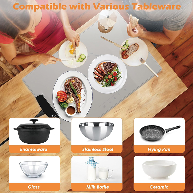 Electric Warming Tray, 16.54" x 5.59" Portable Silicone Warming Mat for Food with 9 Temperature Settings, for Buffets Party Daily Life