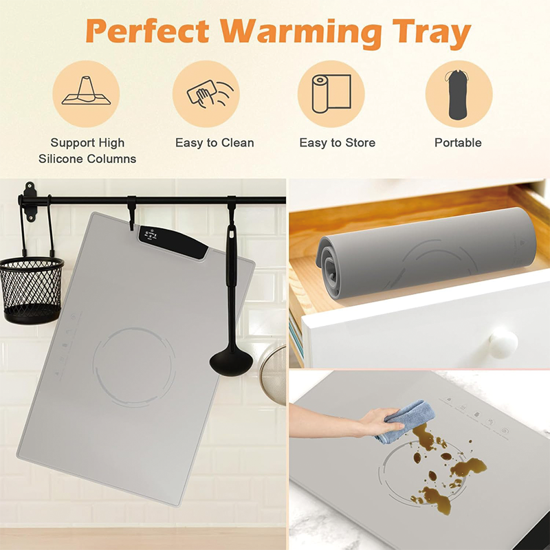 Electric Warming Tray, 16.54" x 5.59" Portable Silicone Warming Mat for Food with 9 Temperature Settings, for Buffets Party Daily Life