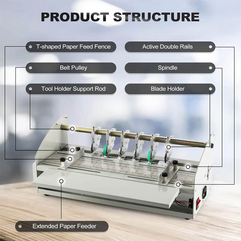 18 1/2" 470mm Creasing Machine 3-in-1 Electric Creasing Machine Paper Creaser Scorer Perforator Cutter