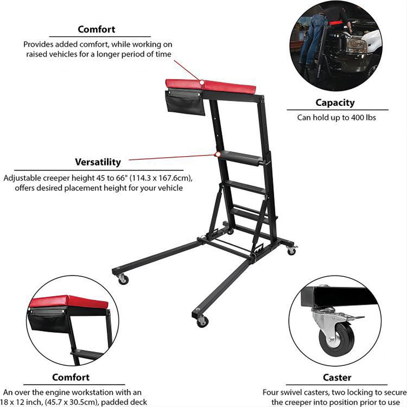 Topside Creeper High Position Repair Plate, Car Repair High Position Stool, Auto Repair Tools, High Position Repair Plate 45" To 64"