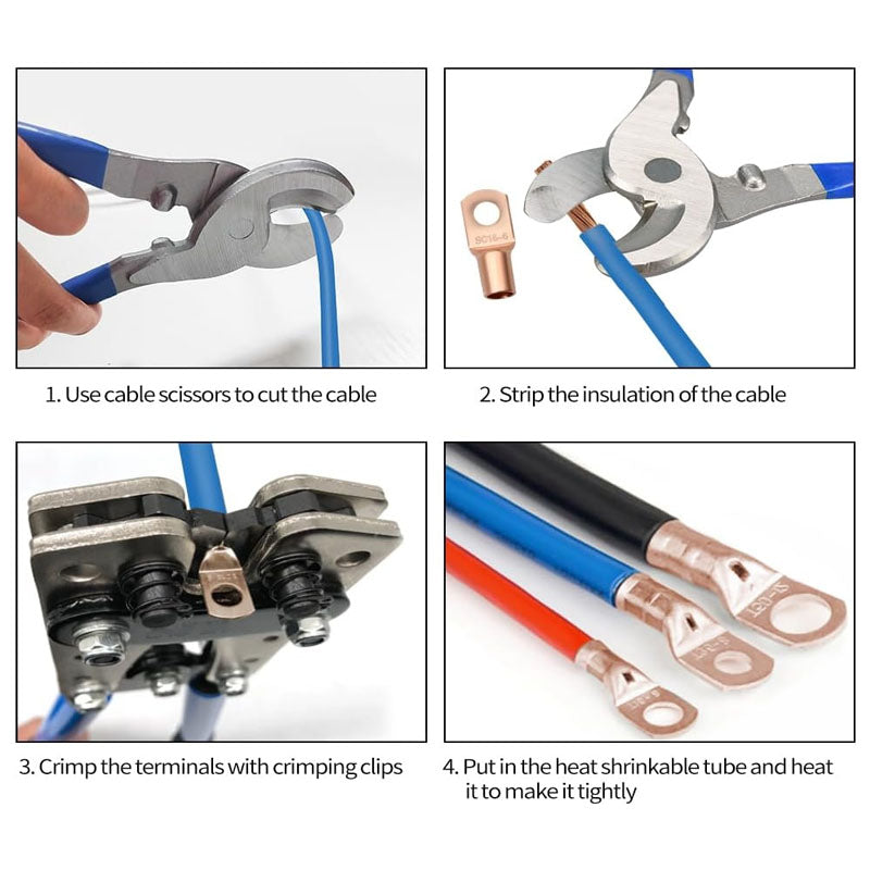 Battery Cable Lug Crimping Tool Wire Crimping Tool for AWG 10-1/0 Electrical Lug Crimper