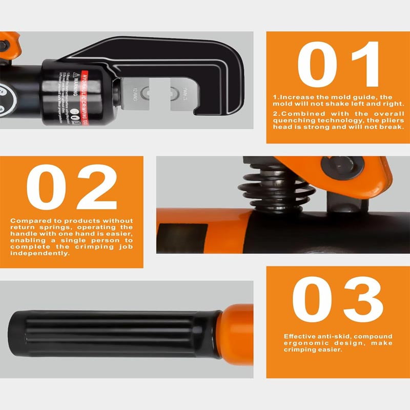 Crimping Tools Electric Hydraulic Cable Lug Crimper Pliers Rechargeable with 11 Dies 2 batteries