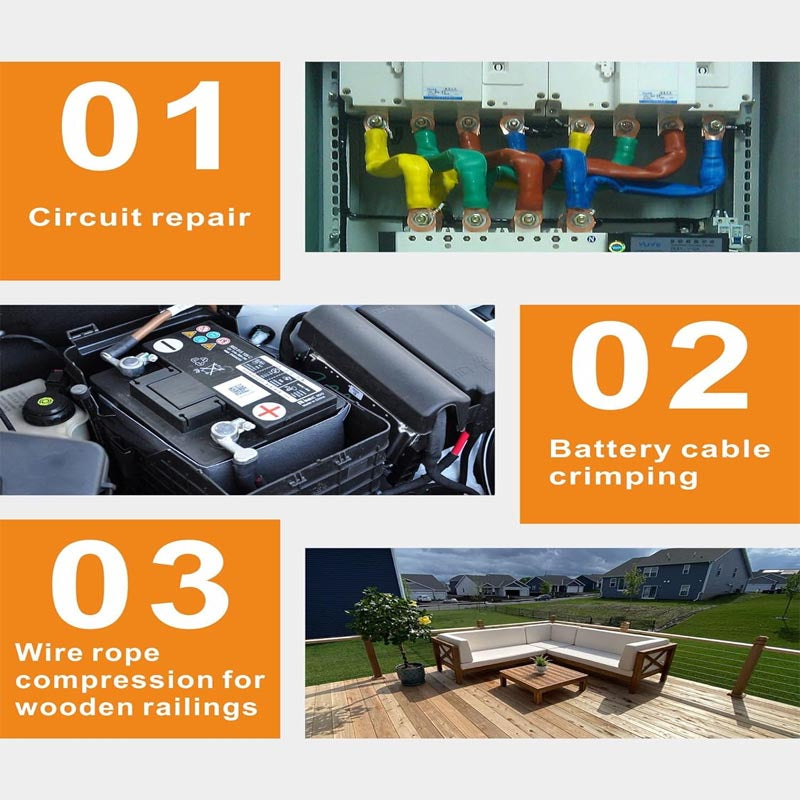 Crimping Tools Electric Hydraulic Cable Lug Crimper Pliers Rechargeable with 11 Dies 2 batteries