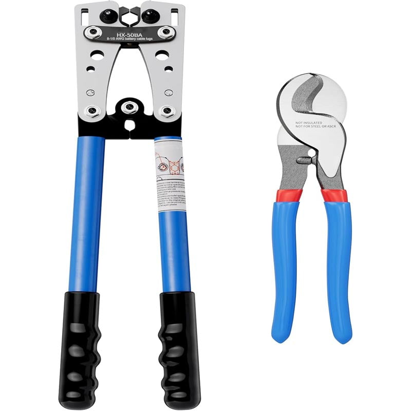Crimping Tools Battery Cable Wire Lug Crimping Tool for AWG 8-1/0 Heavy Duty Wire Copper Lugs