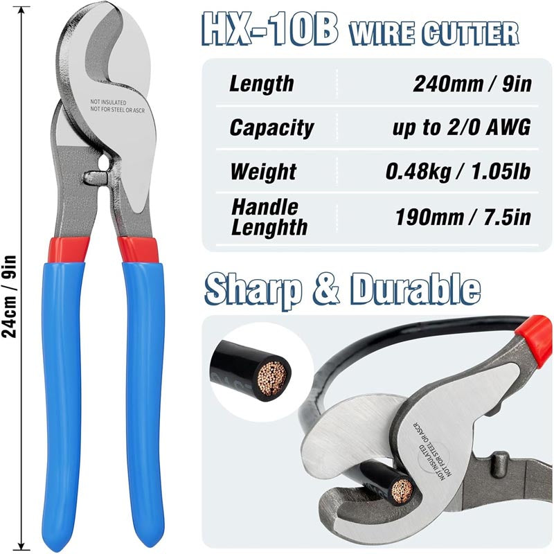 Crimping Tools Battery Cable Wire Lug Crimping Tool for AWG 8-1/0 Heavy Duty Wire Copper Lugs