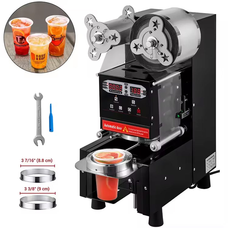 Electric 90 95 Mm Pp Coffee Drink Bubble Tea 98mm Boba Juice Cup Sealer Automatic Cup Sealing Machine