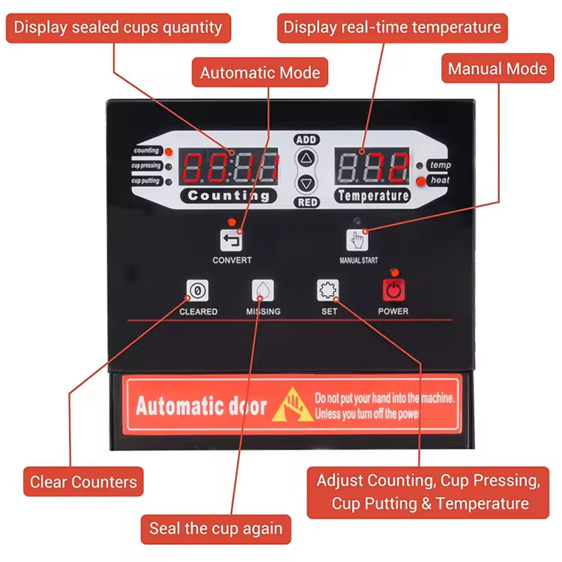 Electric 90 95 Mm Pp Coffee Drink Bubble Tea 98mm Boba Juice Cup Sealer Automatic Cup Sealing Machine