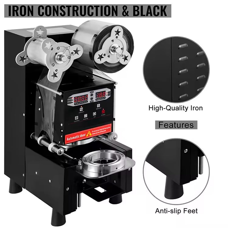 Electric 90 95 Mm Pp Coffee Drink Bubble Tea 98mm Boba Juice Cup Sealer Automatic Cup Sealing Machine