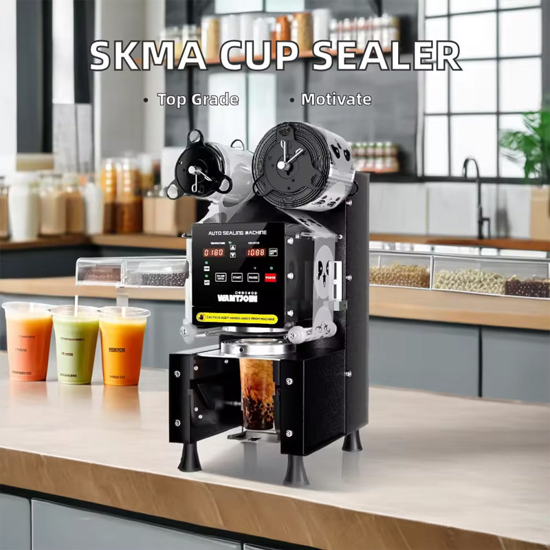 Digital Control LCD Panel Full Automatic Cup Sealer Machine High-Speed Bubble Tea Cup Sealing Machine for Beverage Foil/Film Packaging Case Used