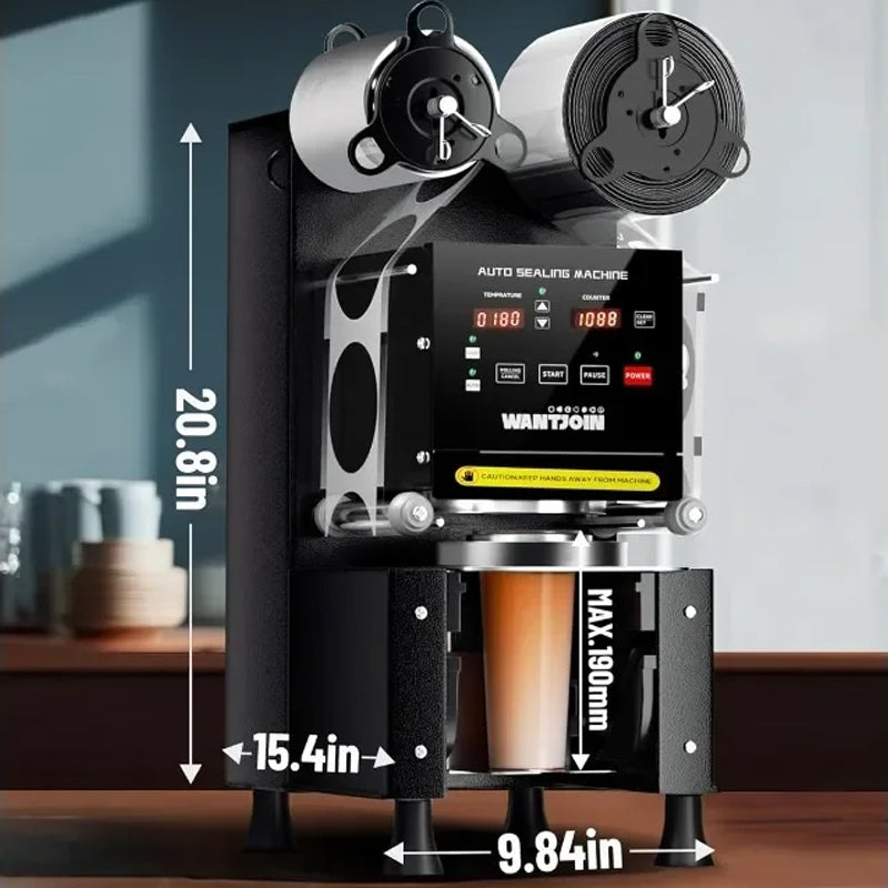 Digital Control LCD Panel Full Automatic Cup Sealer Machine High-Speed Bubble Tea Cup Sealing Machine for Beverage Foil/Film Packaging Case Used