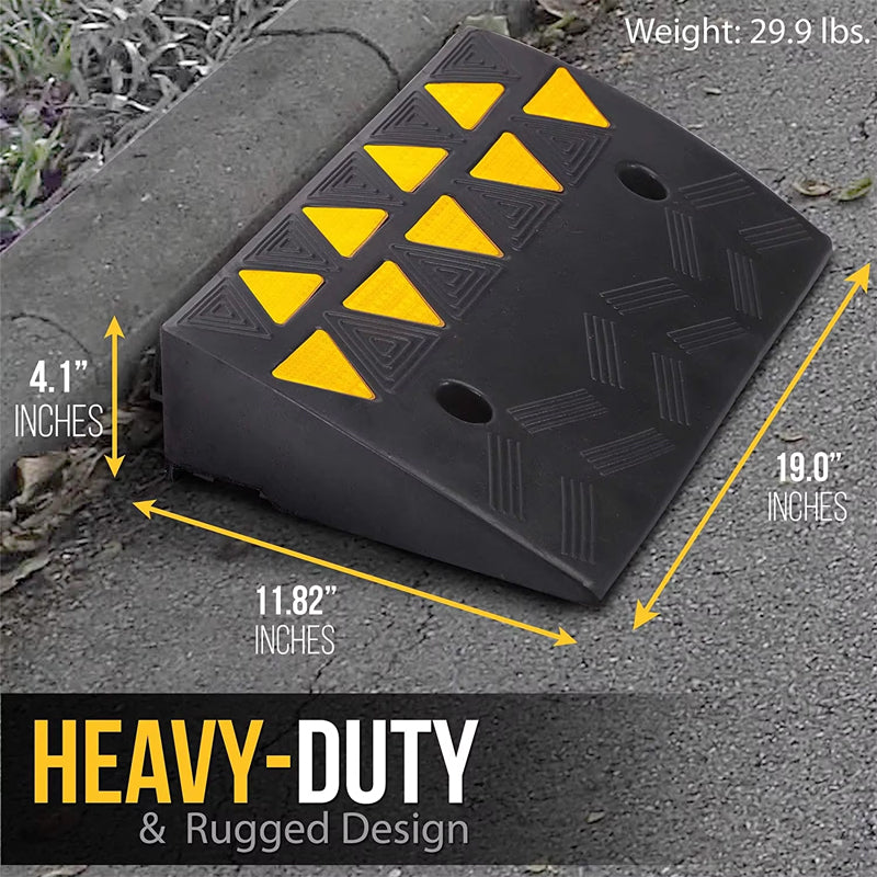 Factory Wholesale 2 Pack Rubber Plastic Traffic Road Threshold Portable Driveway Safety Kerb Rubber Curb Ramp