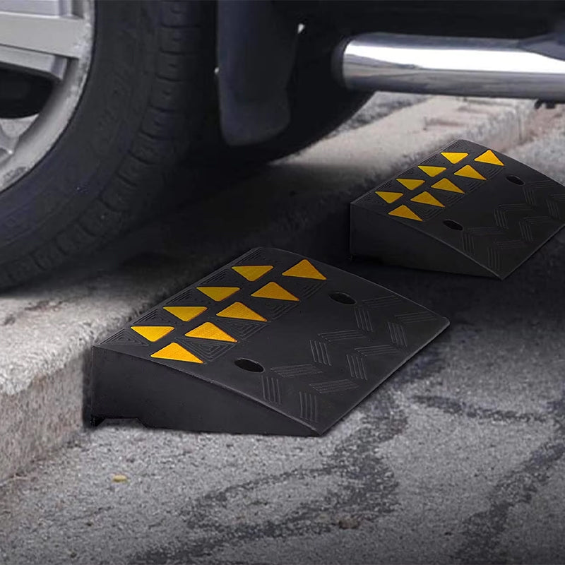 Factory Wholesale 2 Pack Rubber Plastic Traffic Road Threshold Portable Driveway Safety Kerb Rubber Curb Ramp
