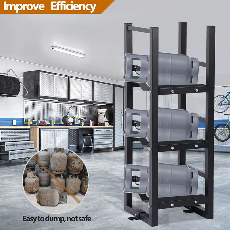 Stable Refrigerant Cylinder Tank Rack Refrigerant Tank Rack 3x30lb Cylinder Rack Sufficient Storage for Freon, Gases, Oxygen