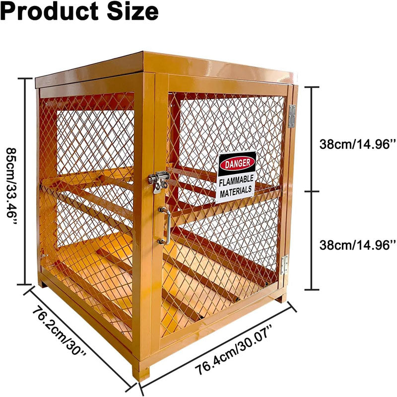 Horizontal Cylinder Storage Cabinet 4 Cylinder Capacity Gas Cylinder Yellow Powder Coat Finish Stainless Steel Frame