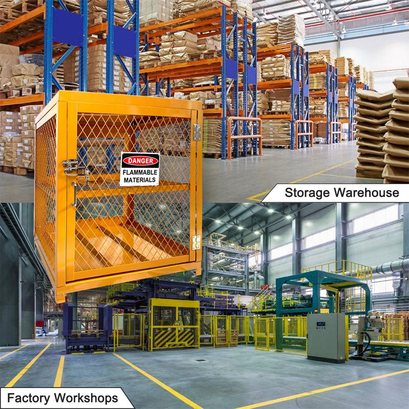 Horizontal Cylinder Storage Cabinet 4 Cylinder Capacity Gas Cylinder Yellow Powder Coat Finish Stainless Steel Frame