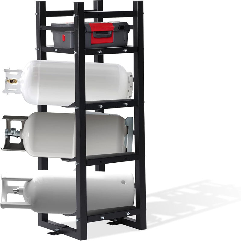 Cylinder Storage Cabinet with 3x30lb and Storage Plate Stable Refrigerant Cylinder tank rack for Gas Oxygen Nitrogen Storage