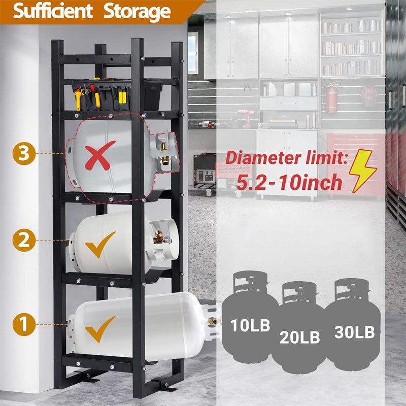 Cylinder Storage Cabinet with 3x30lb and Storage Plate Stable Refrigerant Cylinder tank rack for Gas Oxygen Nitrogen Storage