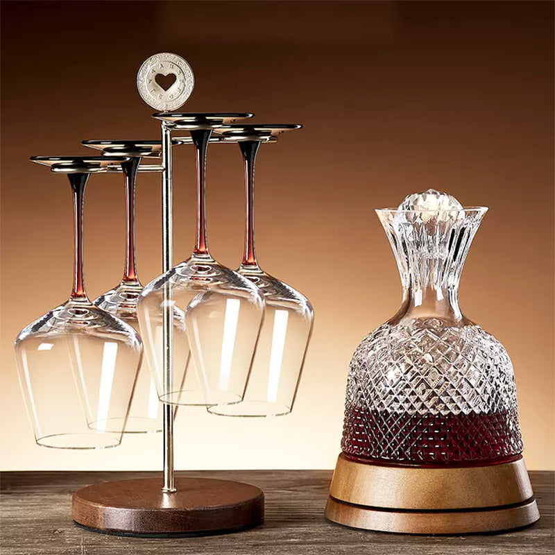 High-End Light Luxury Red Wine Glass Set Rotating Decanter Crystal Glass High-Foot Cup Home Wine Glass Wine Set