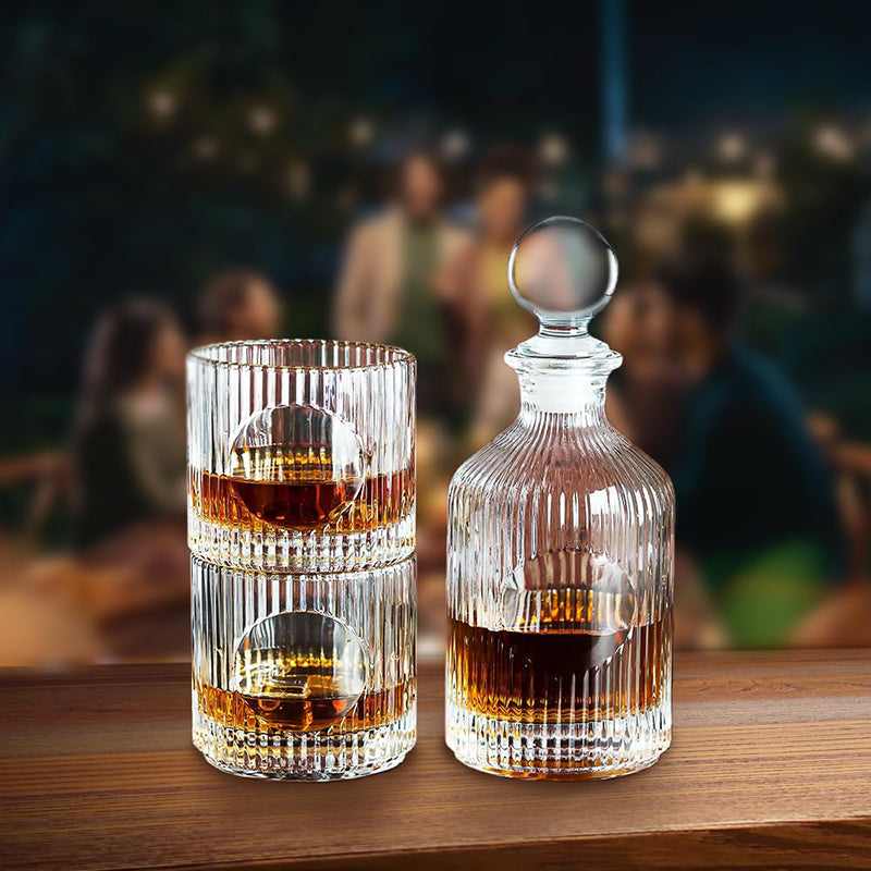 18oz Whiskey Liquor Wine Decanter Set Include(1decanter+2glasses) for Bar Home Restaurant Kitchen Bathroom