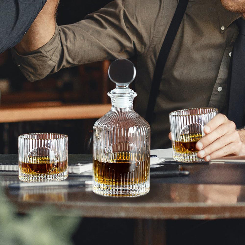 18oz Whiskey Liquor Wine Decanter Set Include(1decanter+2glasses) for Bar Home Restaurant Kitchen Bathroom