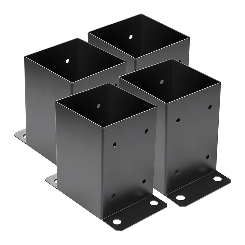 4 x 4 Post Base,Inner Size 3.6"x3.6"Deck Post Base,Heavy Duty Metal Black Powder Coated Post Brackets,for Pavilion Deck Railing Support Deck Base Plate,4Pcs
