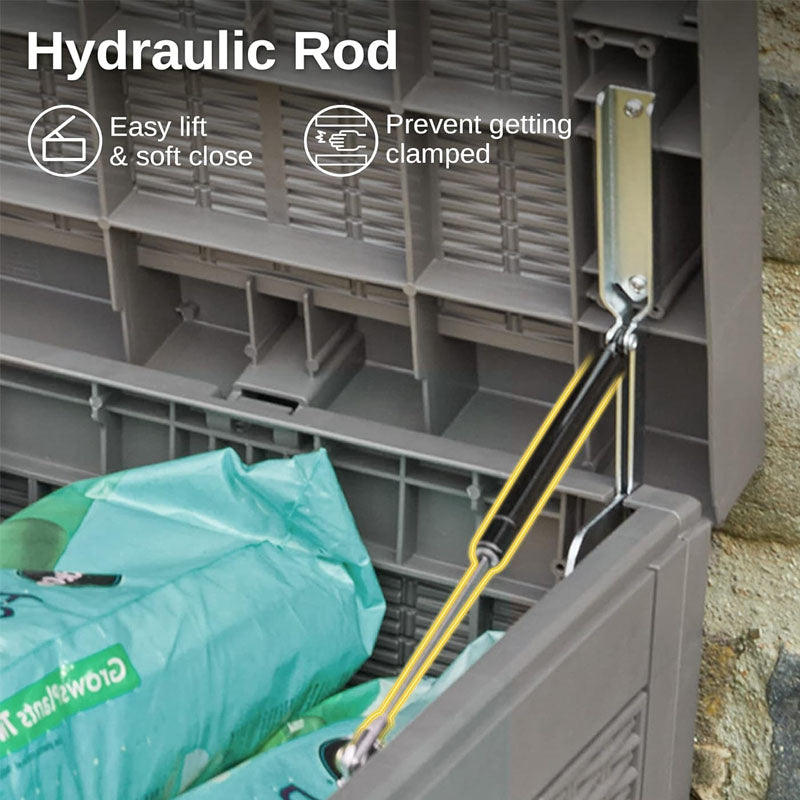 100 Gallon Deck Box Outdoor Storage Box Waterproof Resin for Patio Furniture Pool Toys Garden Tools Outdoor Cushions Gray